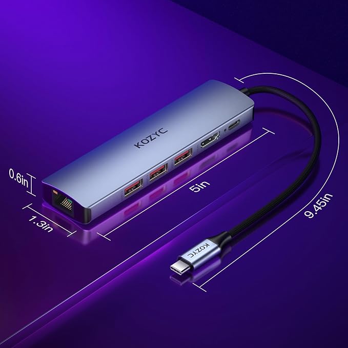 USB C Hub Ethernet, KOZYC 6-in-1 USB C Hub - Image 7