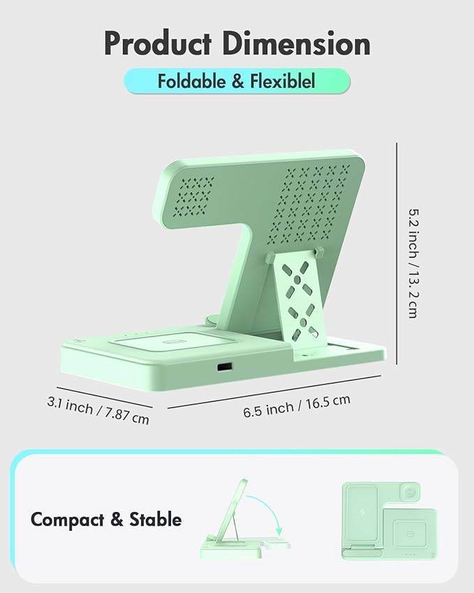 Wireless Charger Stand Charging Station: 3 in 1 Charger Multiple Devices - Image 4