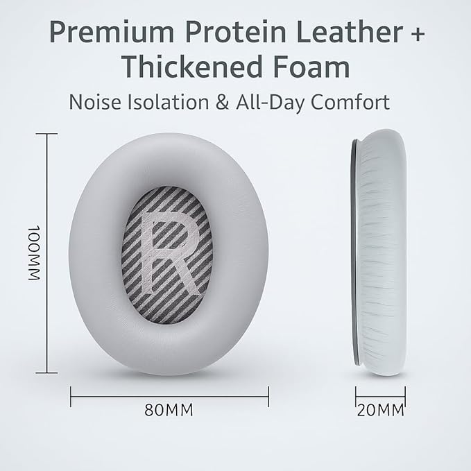 Premium Replacement Ear Pads for Bose QC2, QC35 I & II – Soft Protein Leather & - Image 4