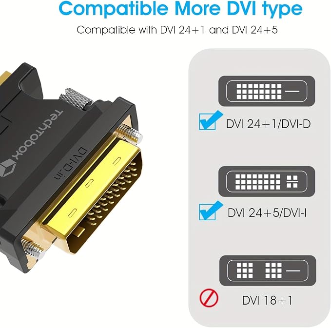 TECHTOBOX Active DVI to VGA Adapter, Uni-Directional DVI-D 24+1 to VGA - Image 5