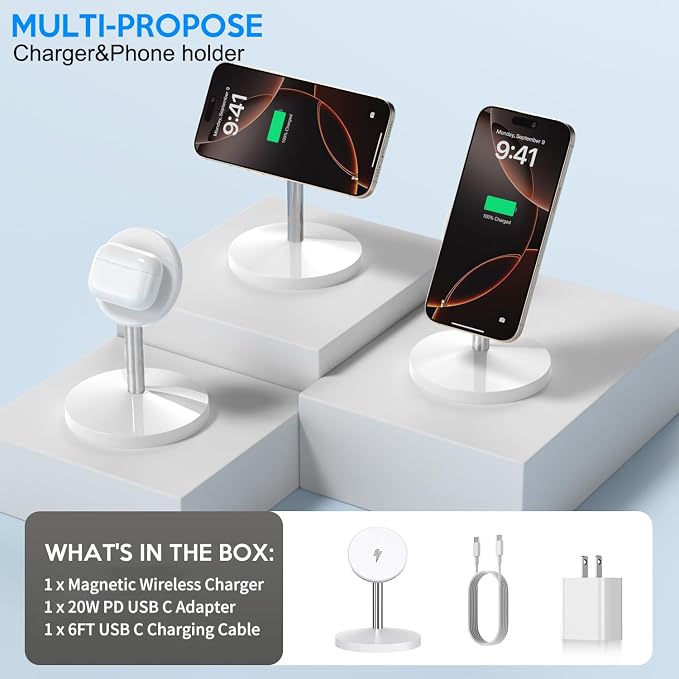 Magnetic Wireless Mag Safe Charger iPhone Stand, Magnet Wireless iPhone Charger - Image 5