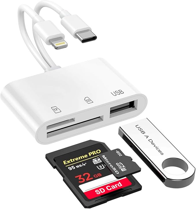 SD Card Reader for iPhone/iPad, Dual-Connector for Camera Memory Cards by Hoenkeips