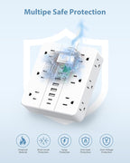 Power Strip Surge Protector 23ft Extension Cord, SMNICE Flat Plug - Image 2