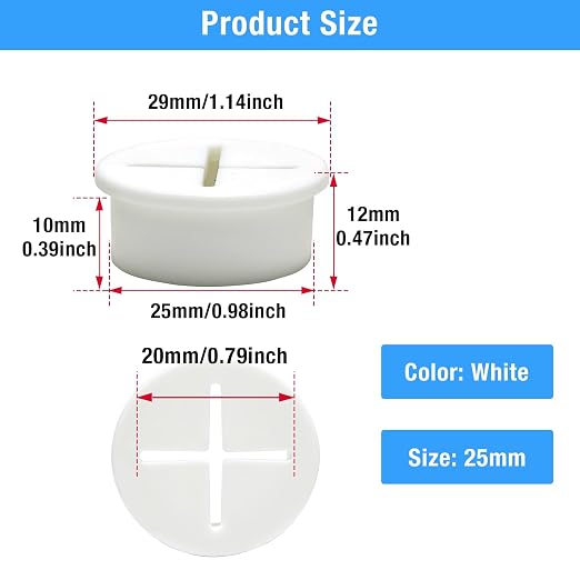 Desk Grommet, 1 in 25 mm Silicone Rubber Grommets, Flexible Wall Cord Pass - Image 9