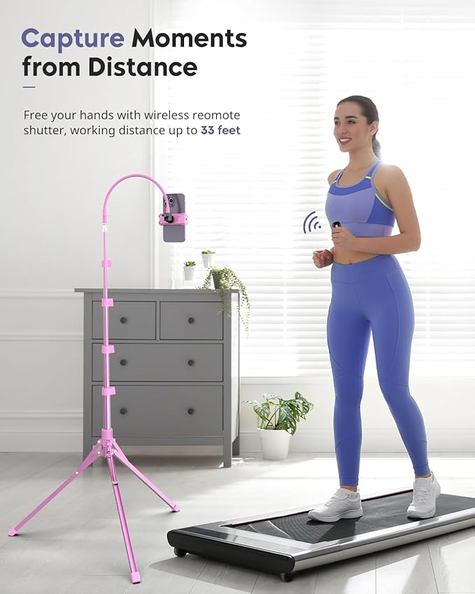 Aureday Phone Tripod, Remote and Phone Holder, Overhead & Selfie Stick - Image 6