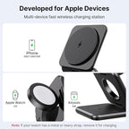 3 in 1 Charging Station for Apple Multiple Devices, Zinc Alloy Foldable Travel - Image 3
