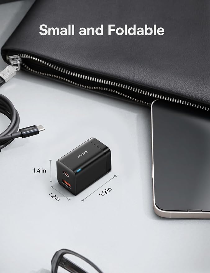 Baseus 30W Dual Port USB C PD Charger Block, Foldable PPS GaN Fast Charger - Image 4