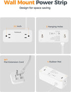 TESSAN 5 FT White Extension Cord, 900J Surge Protector Small Power Strip - Image 7