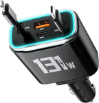 iPhone Car Charger, 4 in 1 Retractable Fast Car Phone Charger Adapter 131W by Retear