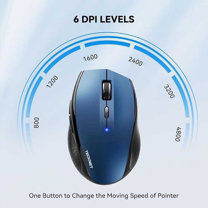 TECKNET Bluetooth Mouse, 4800 DPI Wireless Mouse, 2-Year Battery 6 Adjustable - Image 2