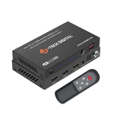 8K HDMI Switch 2 in 1 Out, 8K@60Hz 4K@120Hz 1080P@240Hz by J-TechDigital
