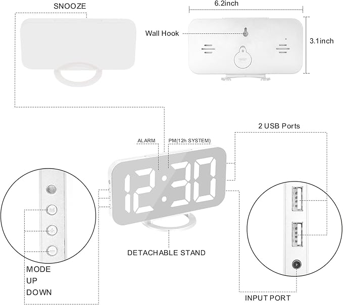 SZELAM Digital Alarm Clock, LED RGB Colorful Clocks, - Image 8