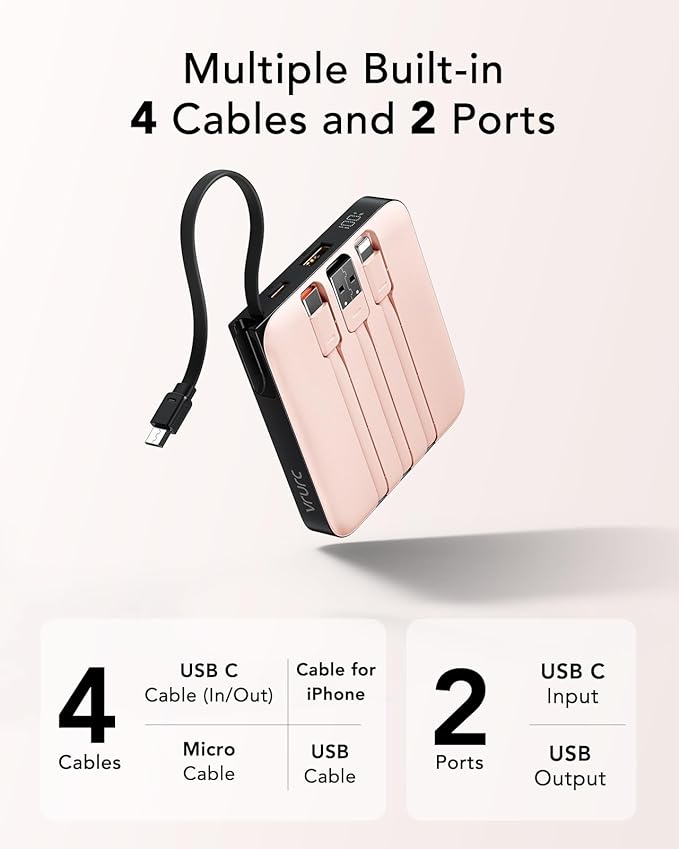 VRURC Mini Portable Charger, 22.5W USB C Fast Charging 10000mAh Pocket Power - Image 2