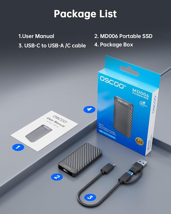 2TB Portable SSD – USB 3.2 Gen 2x2 External Solid State Drive, Dual USB-C & - Image 8
