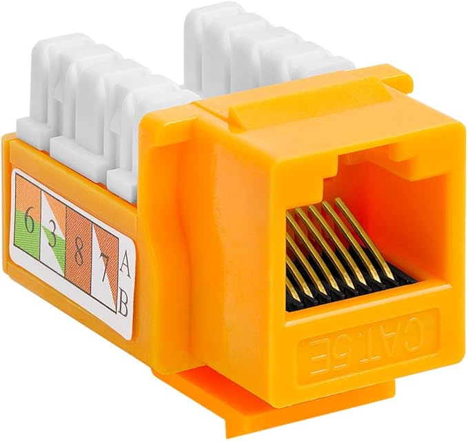 Cmple - 10 Pack Cat5e Keystone Jack Insert Punch Down RJ45 Connectors RJ45 - Image 2