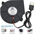 GDSTIME 75mm USB Fan, 75mm x 15mm Blower Fan, 5V DC Brushless Cooling Fan - Image 6