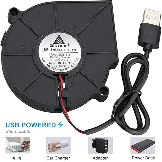 GDSTIME 75mm USB Fan, 75mm x 15mm Blower Fan, 5V DC Brushless Cooling Fan - Image 6
