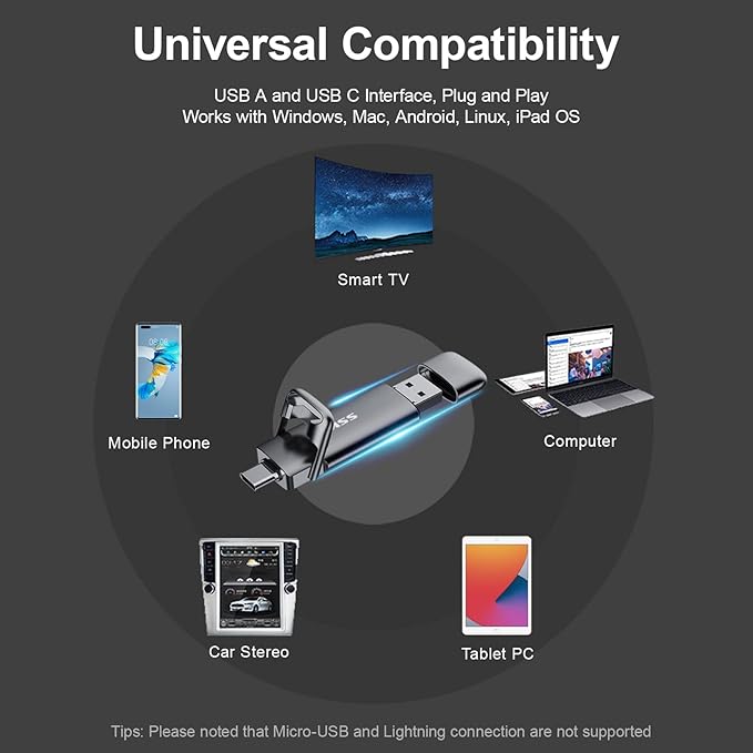 SSK 1TB USB Drive, External SSD Fast 550MB/s 2-in-1 Dual-Drive Type C+ A USB3.2 - Image 5