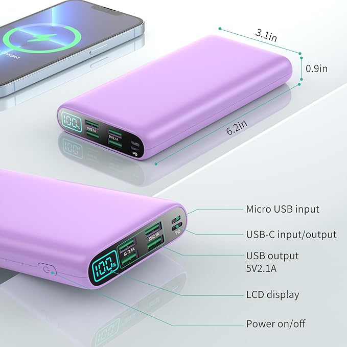 Portable Charger 38800mAh, LCD Display Power Bank, 5 USB Outputs Battery Pack - Image 5