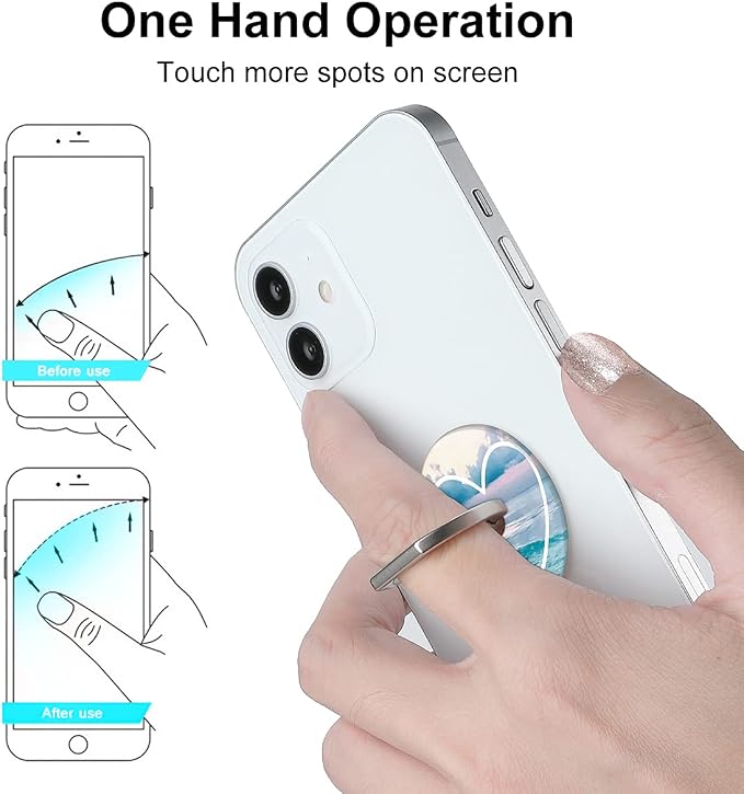 Bonoma Phone Ring Holder, 3 Pack Universal Finger Ring Stand Grip Kickstand Ring - Image 5