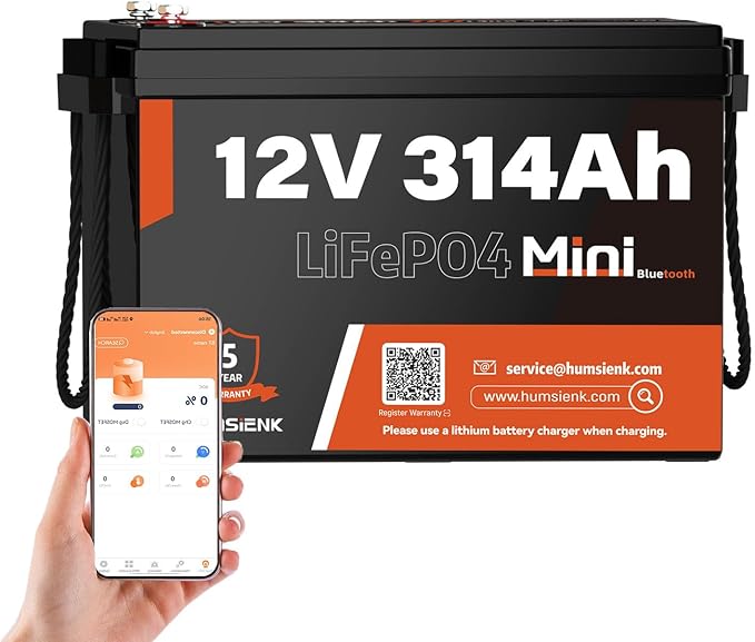 Bluetooth 12V 314Ah LiFePO4 Lithium Battery MINI, Max. 4190Wh Energy, EV A+ by HumsiENK