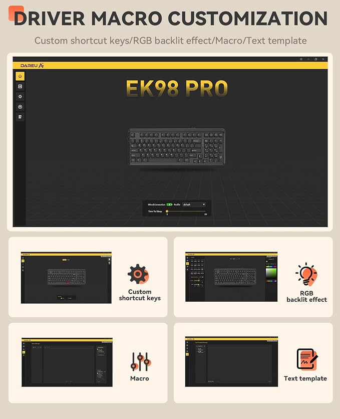 DAREU EK98pro Wireless Mechanical Keyboard, Tri-Mode BT/2.4GHz/USB-C Creamy - Image 8