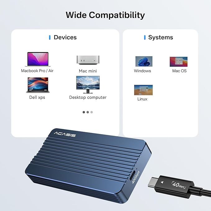 ACASIS 40Gbps M.2 NVMe SSD Enclosure, TBU405 - Image 5