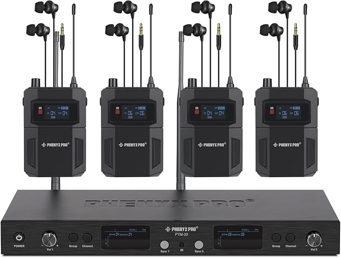 Phenyx Pro in Ear Monitor for Musicians, UHF Wireless in-Ear Monitors System by PhenyxPro
