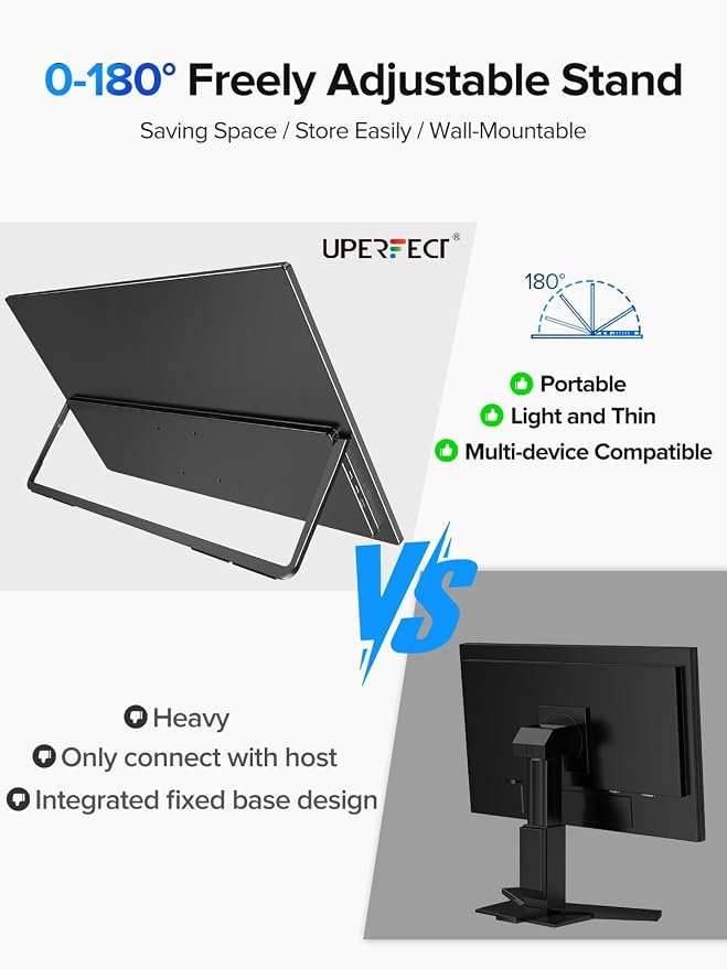 UPERFECT 24.5" 2K Portable Monitor Touchscreen, 165Hz Gaming Monitor FreeSync - Image 8