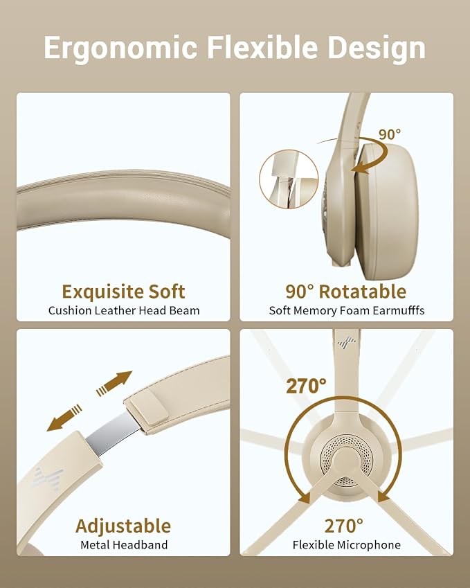 Wireless Headset with AI Noise Cancelling Microphone Bluetooth Headset - Image 5