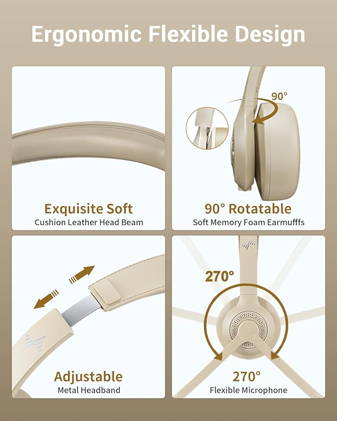 Wireless Headset with AI Noise Cancelling Microphone Bluetooth Headset - Image 6
