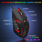 BlueFinger RGB Gaming Keyboard and Backlit Mouse and Headset Combo, USB Wired - Image 4
