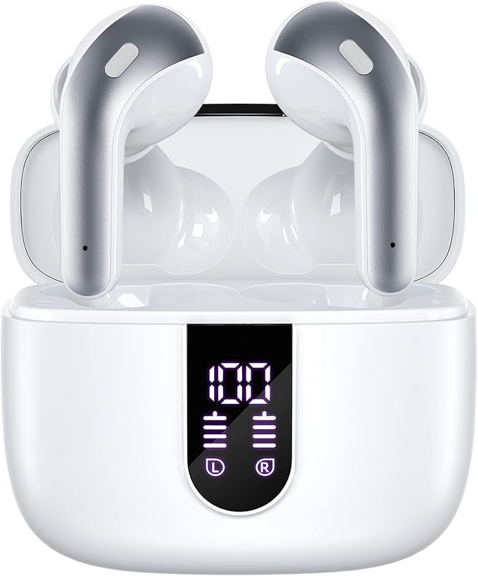 TAGRY Bluetooth Headphones True Wireless Earbuds 60H Playback LED Power Display by TAGRY