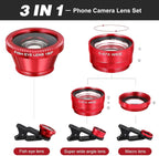External Lens for Mobile Phone 3-in-1 Fisheye Macro Wide Angle Lens - Image 3