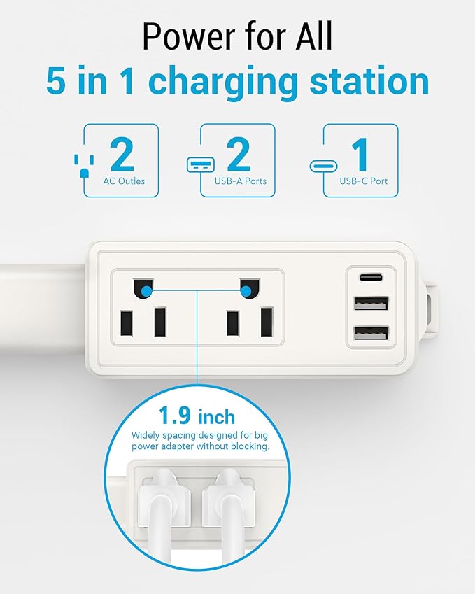 Outlet Extender Stick | Free Combination | USB-A, USB-C Port, 2 AC Outlets - Image 2