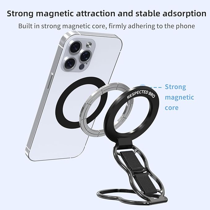RESPECTED-BRO-Magnetic-Phone-Grip-Stand-with-Finger-Strap, 4-in-1 Magnetic Ring - Image 4