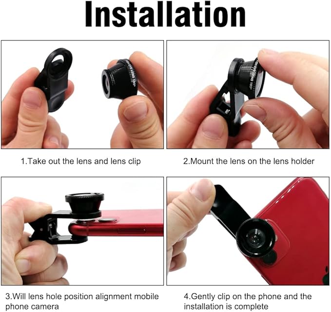 Silver 3 in 1 Cell Phone Camera Lens Kit Wide Angle Macro Fisheye Lens Universal - Image 6