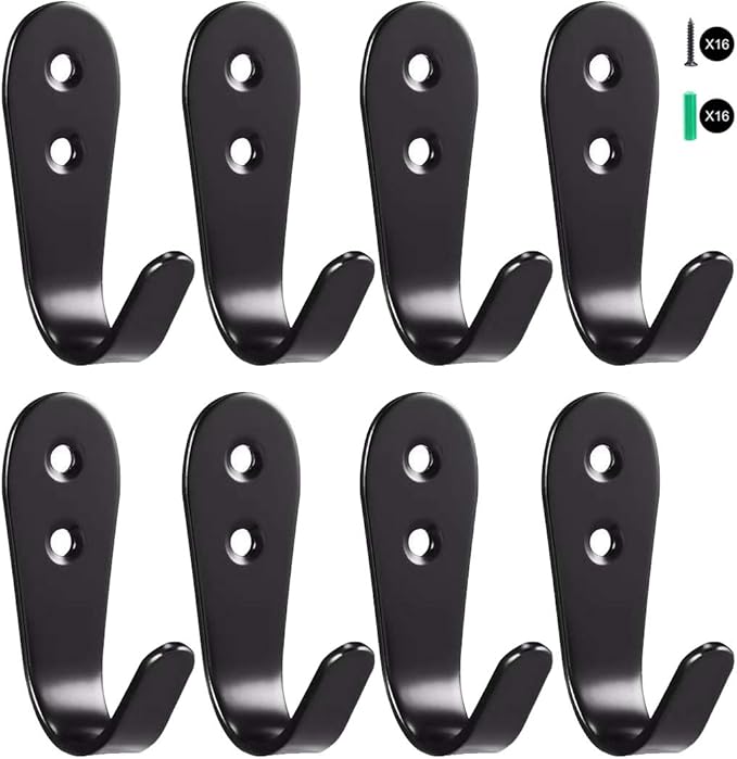 Flyisland Wall Hooks 8 Pcs, Coat Hooks Garage Hook Wall Mounted Hat Hangger by Flyisland