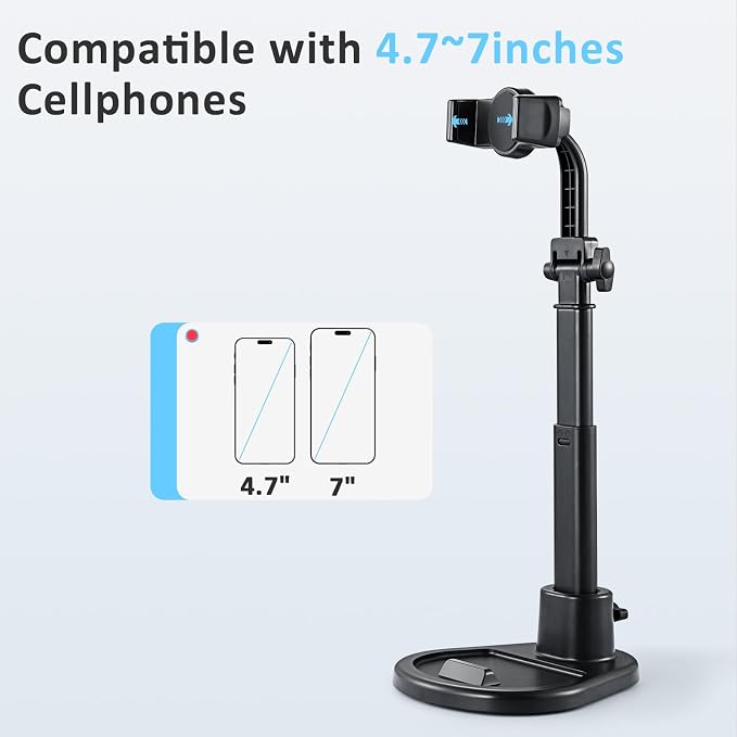Phone Stand for Desk, Height Adjustable Cell Phone Holder for iPhone, 360 - Image 7
