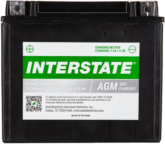 Interstate Batteries YTX20H-BS 12V 18Ah Powersports Battery 310CCA by InterstateBatteries