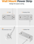 TESSAN Flat Plug Extension Cord 5 FT, Surge Protector Power Strip - Image 7