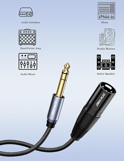 DUKABEL 1/4" TRS to XLR Male Cable, Balanced Interconnect Cords 2.4M Long Patch - Image 2