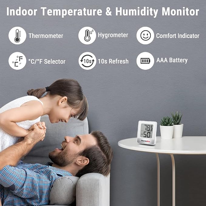 ThermoPro TP49 2 Pieces Digital Hygrometer Indoor Thermometer Humidity Meter - Image 2