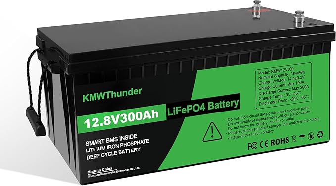 12V 300Ah LiFePO4 Lithium Battery, Built-in Smart BMS, Low-Temp Protection Up by LVGOOREVO
