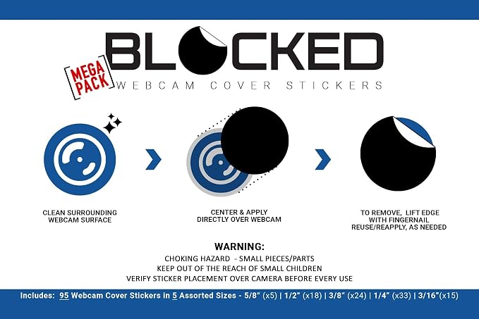 BLOCKED Stackable Webcam/Camera Vinyl Covers | 95 Low-Tack Restickable Webcam - Image 8