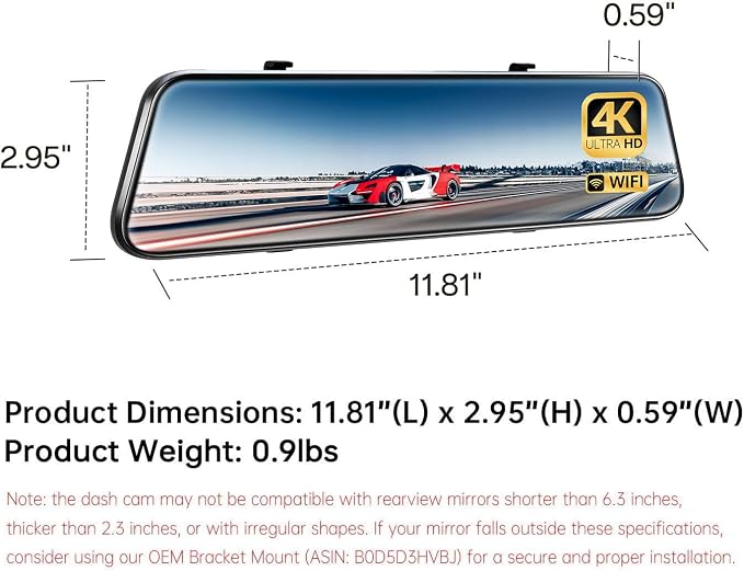 Pelsee P12 Plus 4K Rear View Mirror Camera - Image 8