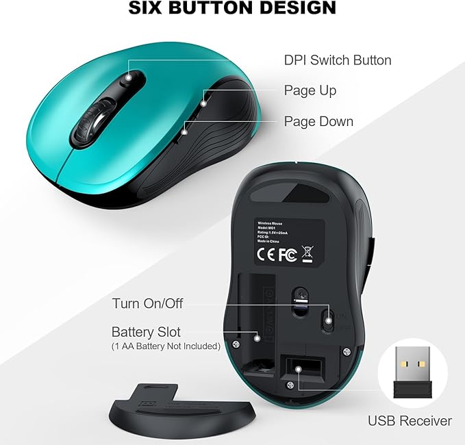 WisFox 2.4G Wireless Mouse for Laptop, Ergonomic Computer Mouse - Image 5