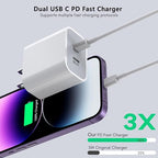 iPhone Charger 2Pack PD Dual USB C Charger Block Fast Charging Wall Charge Plug - Image 2