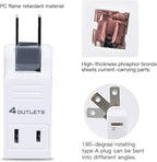 SYCON 2 Prong Swivel Wall Adapter, Electrical 4 Way Outlet Expander Plug - Image 3