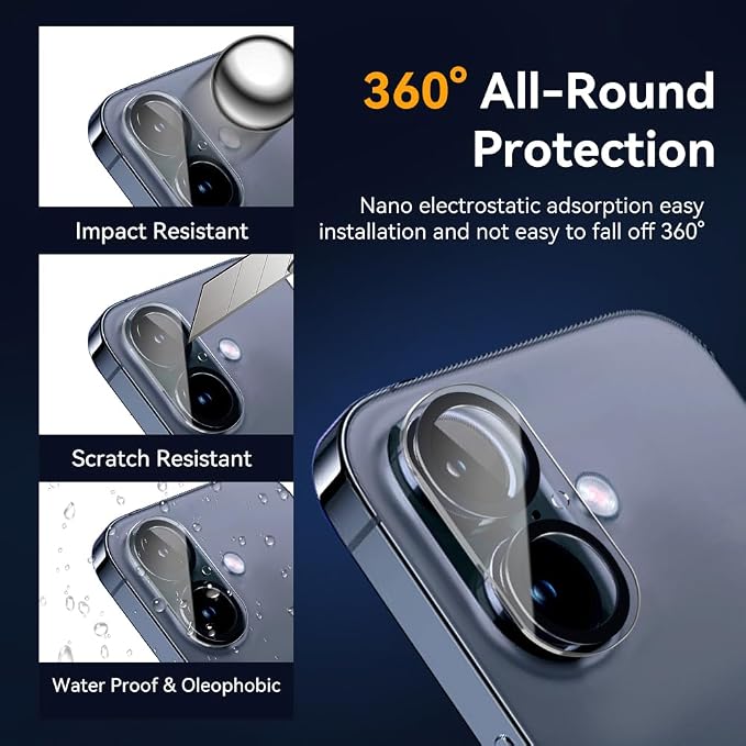Camera Lens Protector for iPhone 16 6.1" / iPhone 16 plus 6.7", 9H Tempered - Image 2